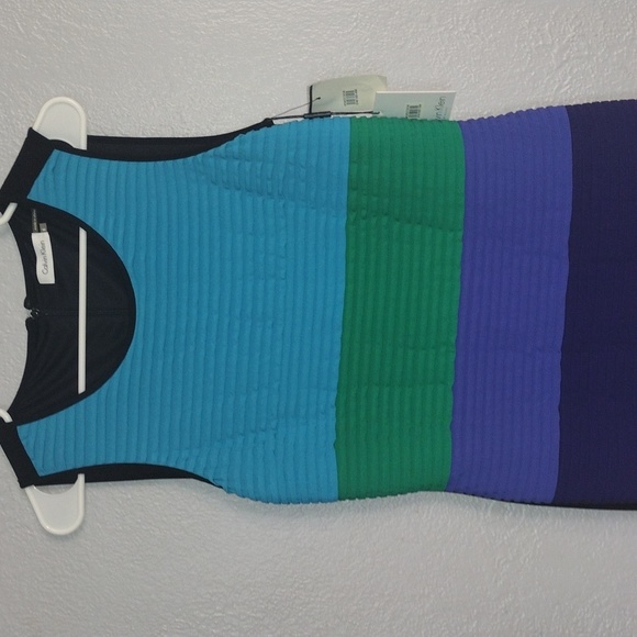 NW T CALVIN KLEIN color block Sheath Dress Career Wear 8 - Picture 2 of 7